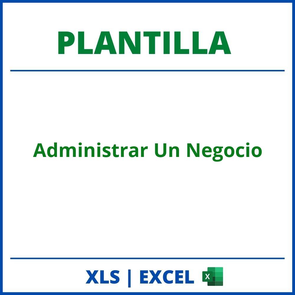 Plantilla Administrar Un Negocio Excel