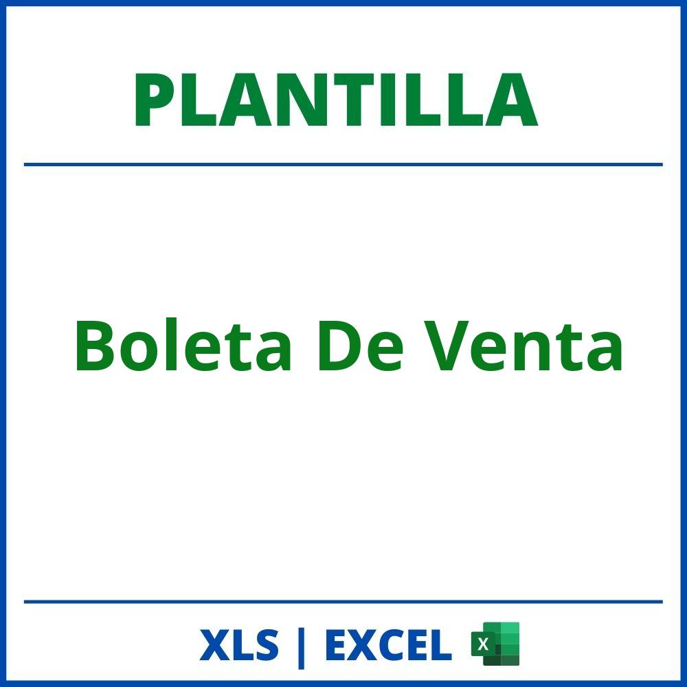 Plantilla Boleta De Venta Excel