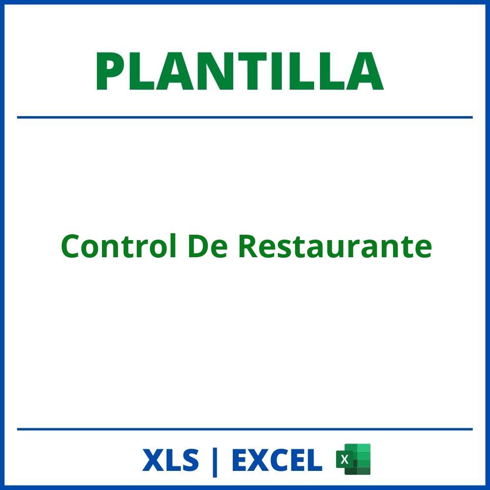 Plantilla Control De Restaurante Excel